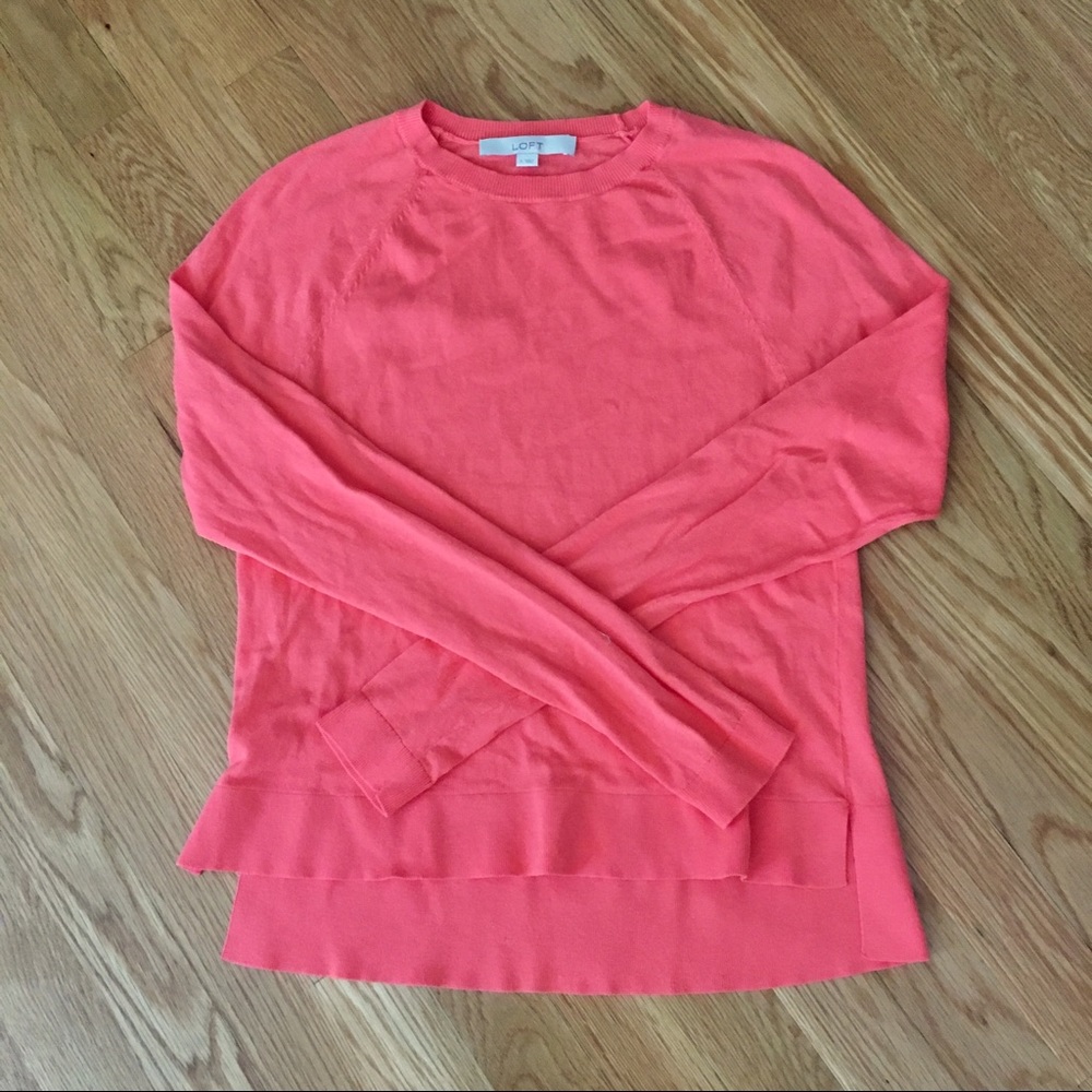 LOFT Coral Crew Neck Sweater